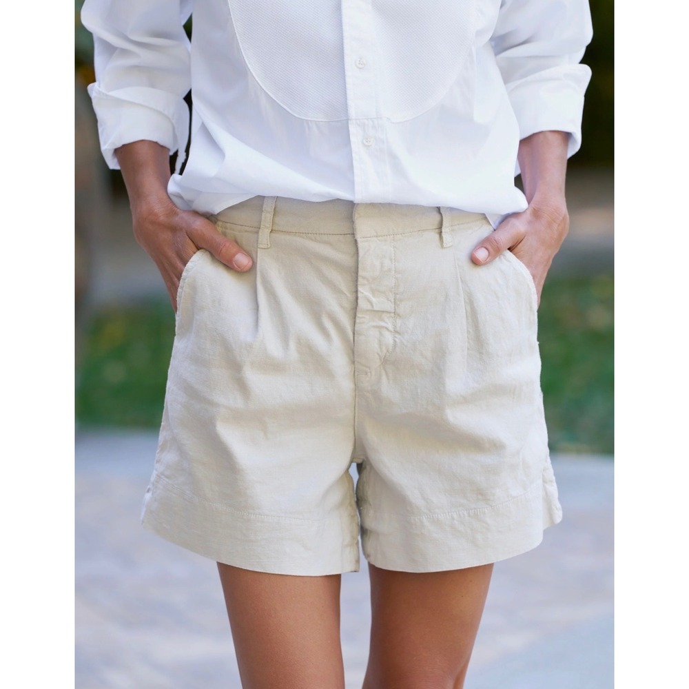 Frank & Eileen | Waterford Walking Shorts Italian Linen Cement 4.5 inches Sz 10